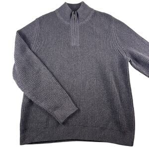 LL Bean Sweater Fisherman Mens 2X Regular Gray/blue Heavy Organic cotton